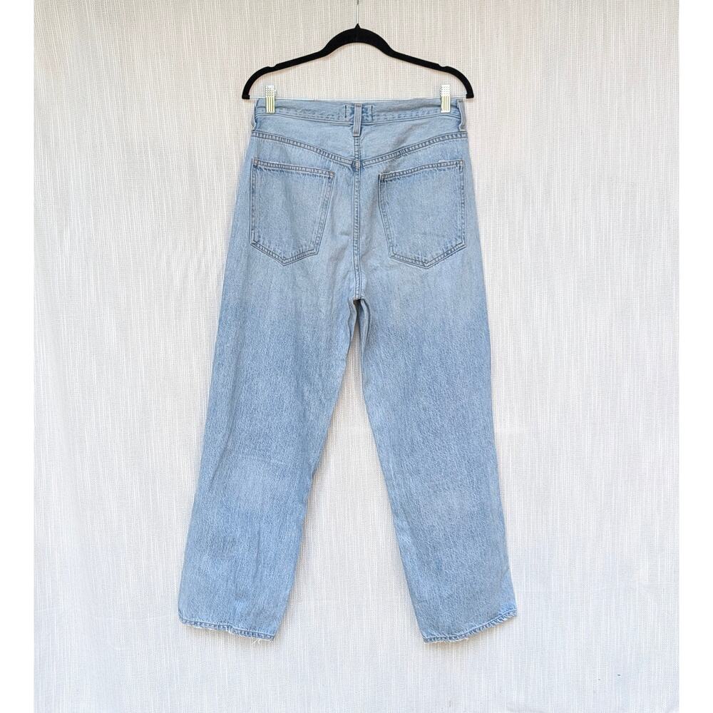 Agolde Light Blue Criss Cross Wired Cotton High-rise Straight Jeans, size 30 - Picture 3 of 10